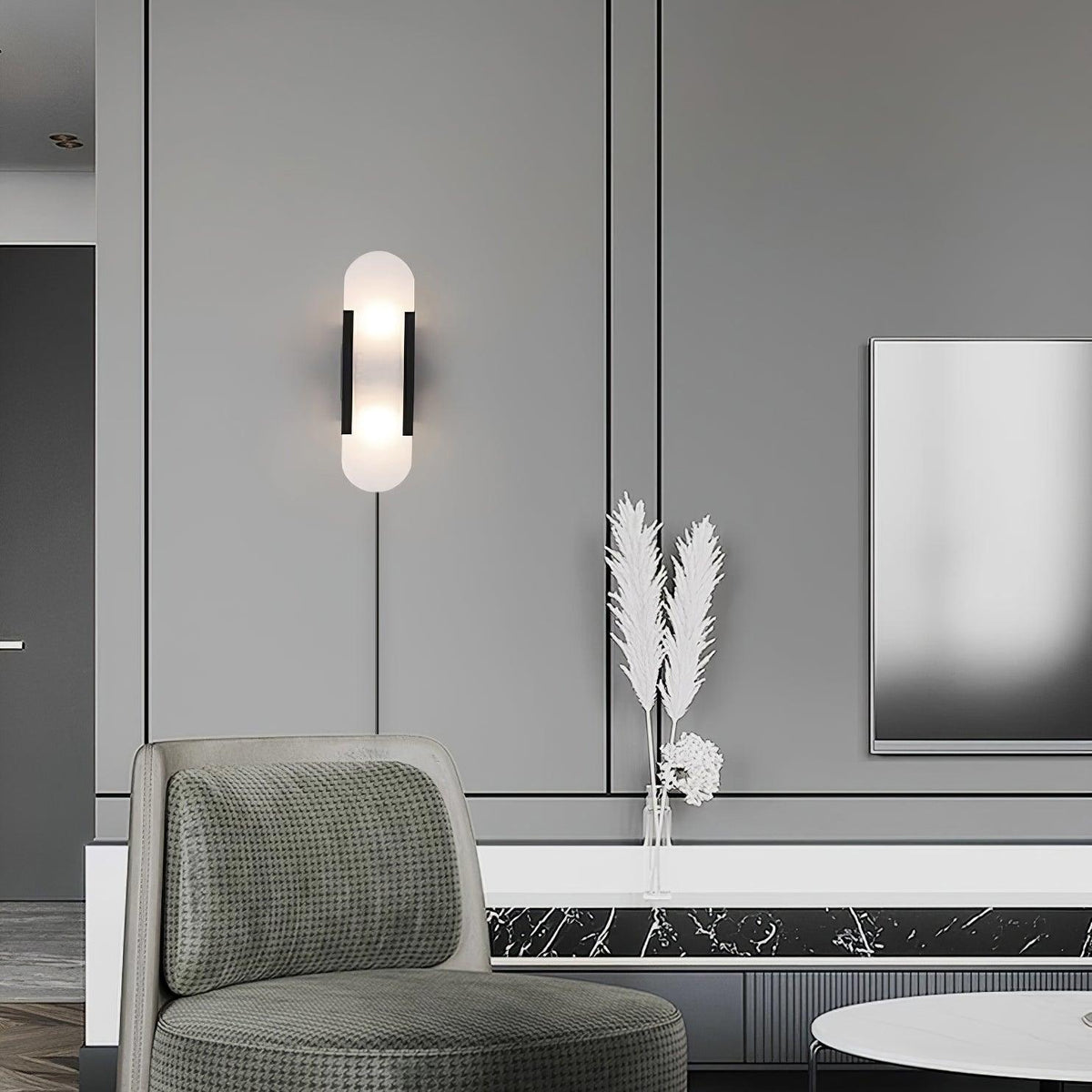 Bano Oblong Alabaster Wandleuchte mit Stecker