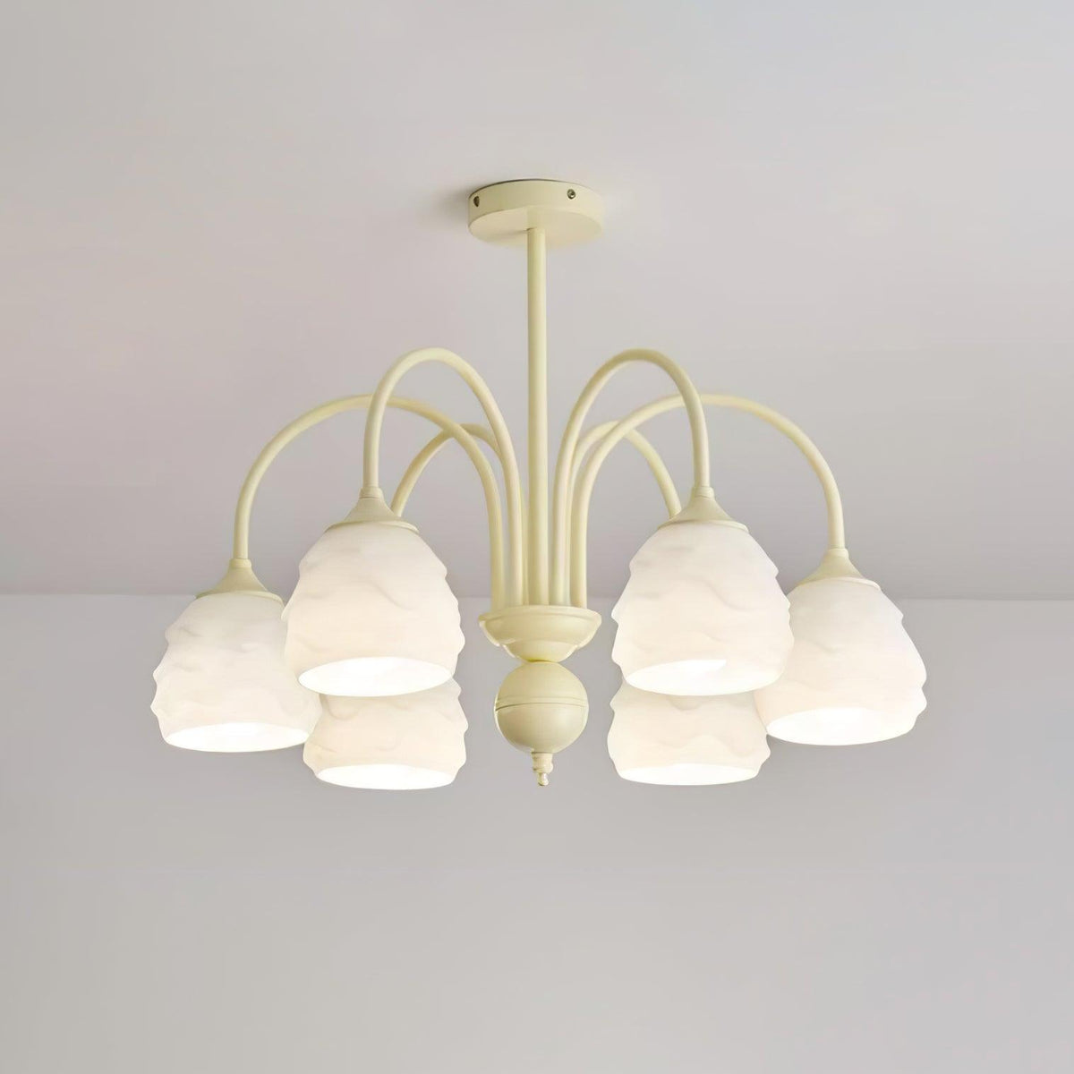 Veluissa Kronleuchter Melting Ice Cream aus Milchglas in Kieselsteinform