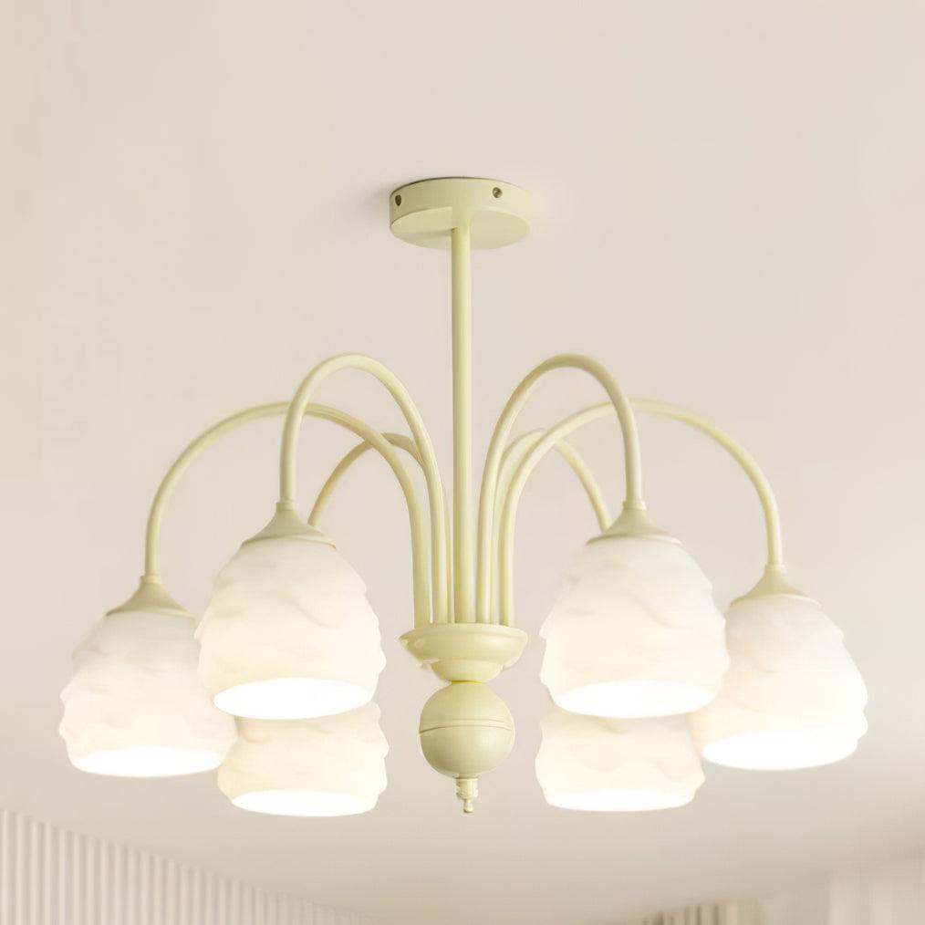 Veluissa Kronleuchter Melting Ice Cream aus Milchglas in Kieselsteinform