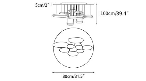 Feririan Deckenleuchte Aluminium Kieselsteinform