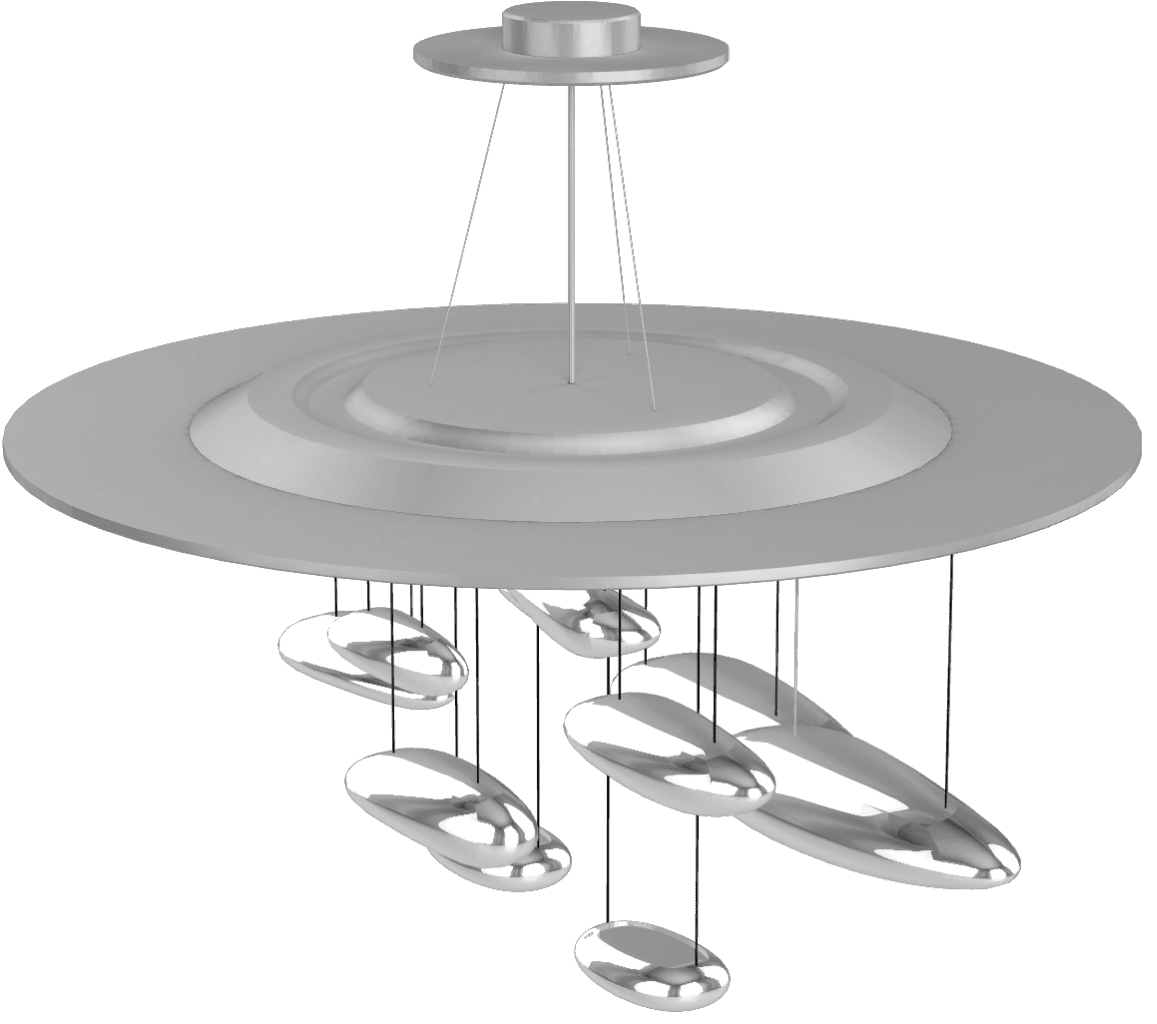Orinanelle Kronleuchter aus Aluminium mit skulpturaler Kieselsteinform