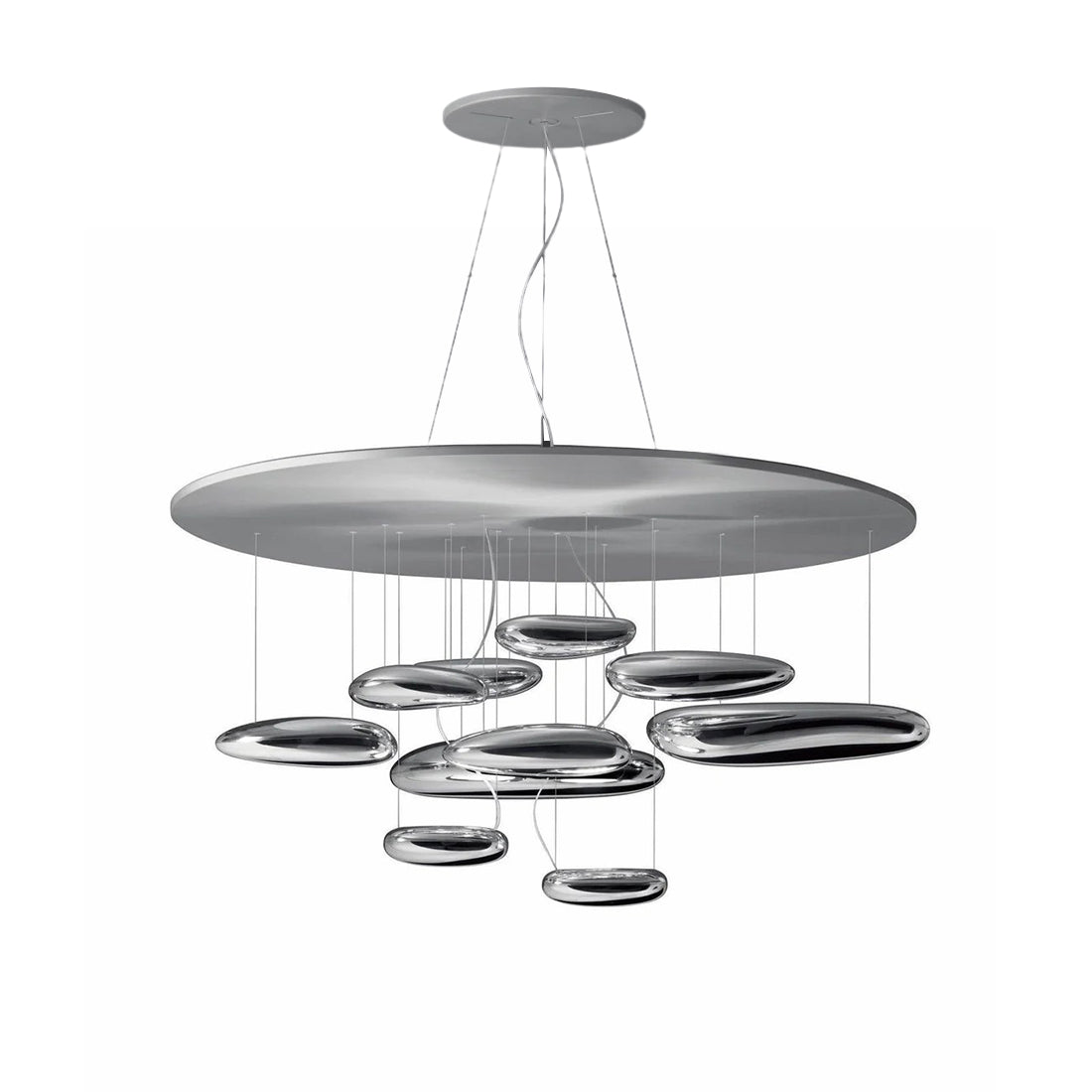 Orinanelle Kronleuchter aus Aluminium mit skulpturaler Kieselsteinform