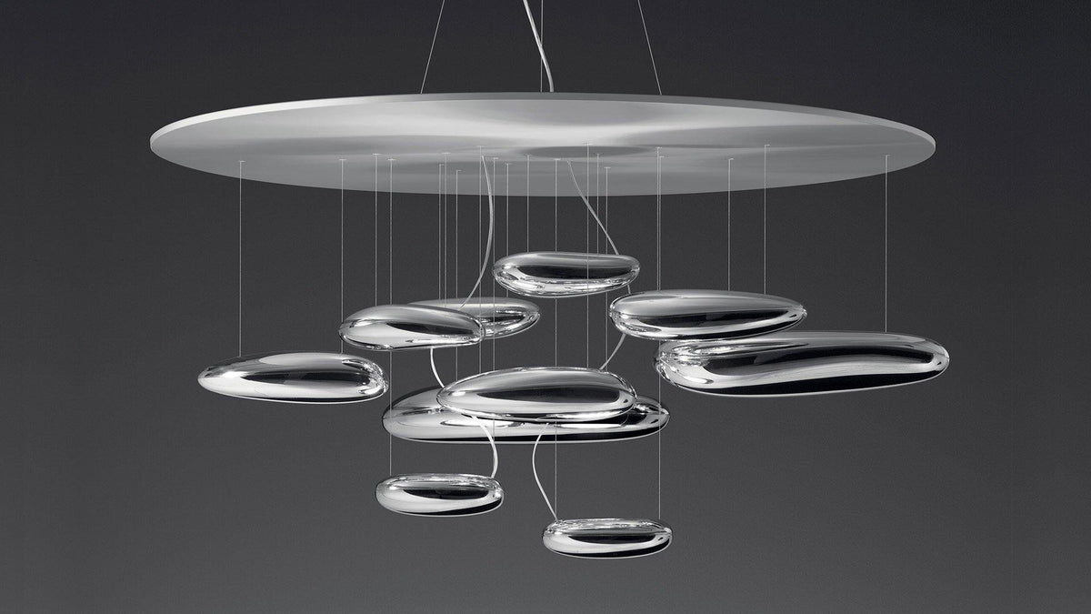 Orinanelle Kronleuchter aus Aluminium mit skulpturaler Kieselsteinform
