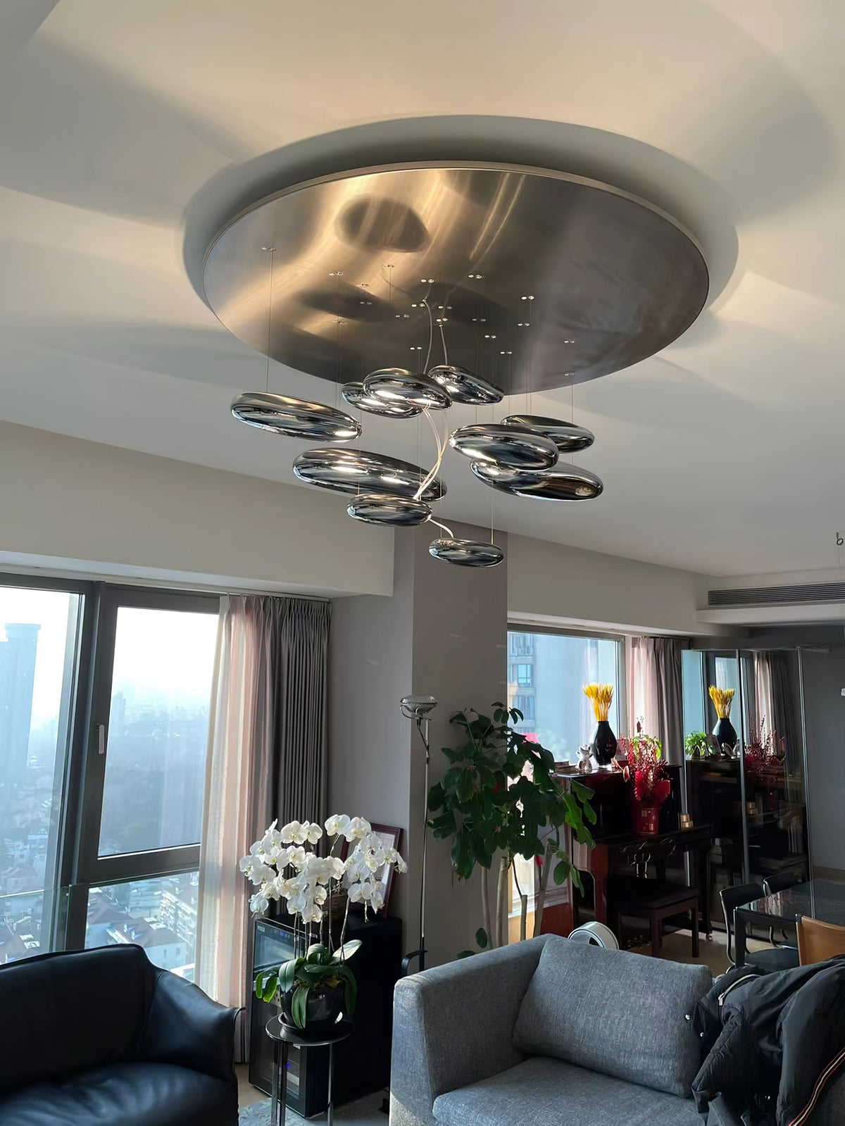 Feririan Deckenleuchte Aluminium Kieselsteinform