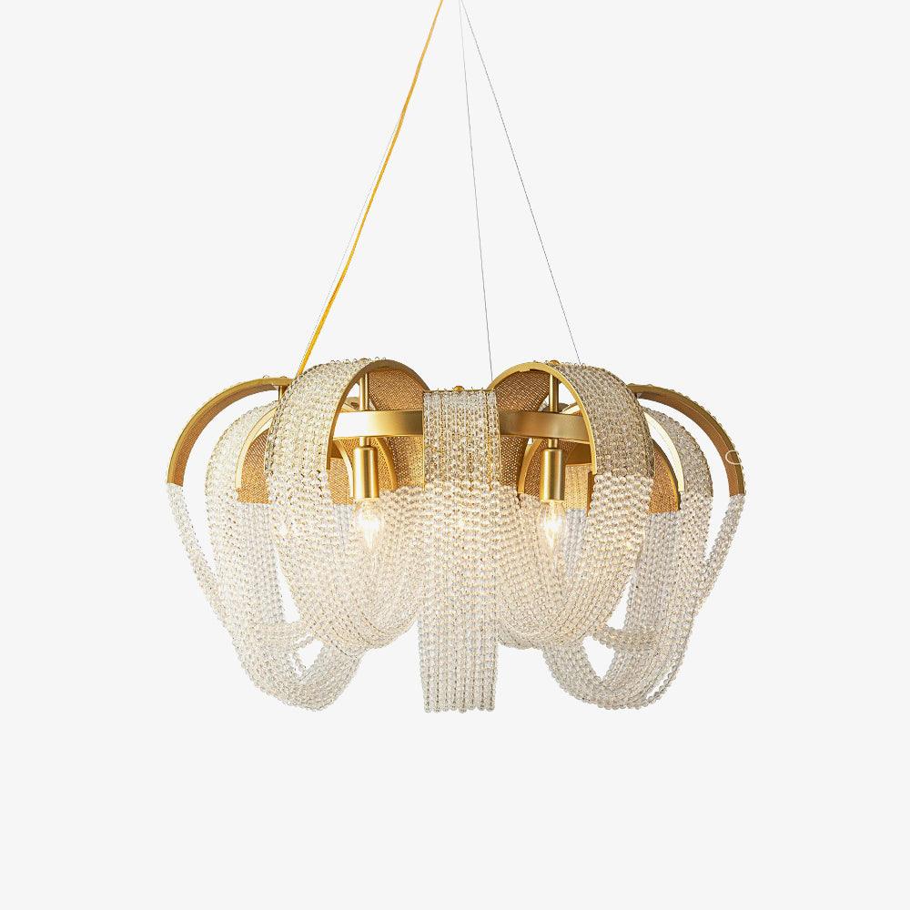 Siv Kronleuchter Mesh Kristall Gold Wasserfall Funkeln