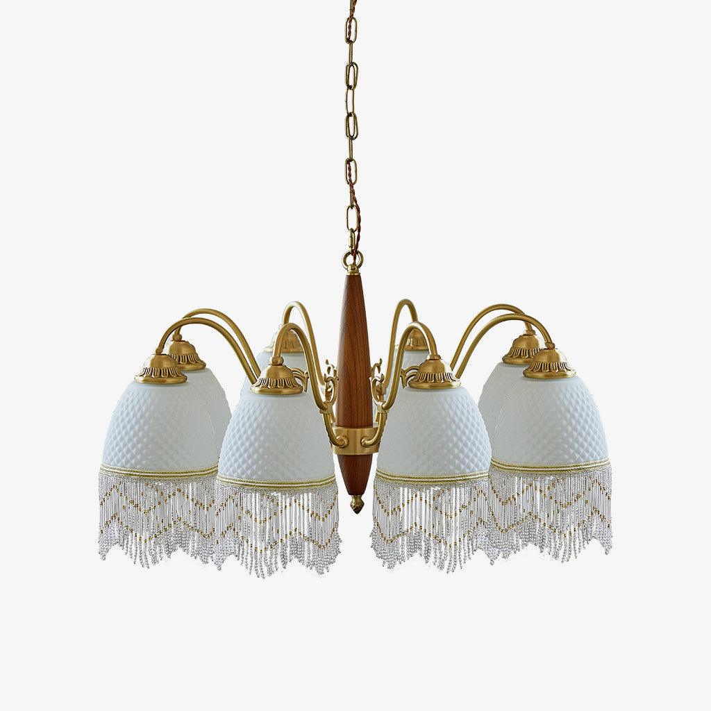 Yave Kronleuchter mit Fransenborten aus Glas im Vintage-Stil