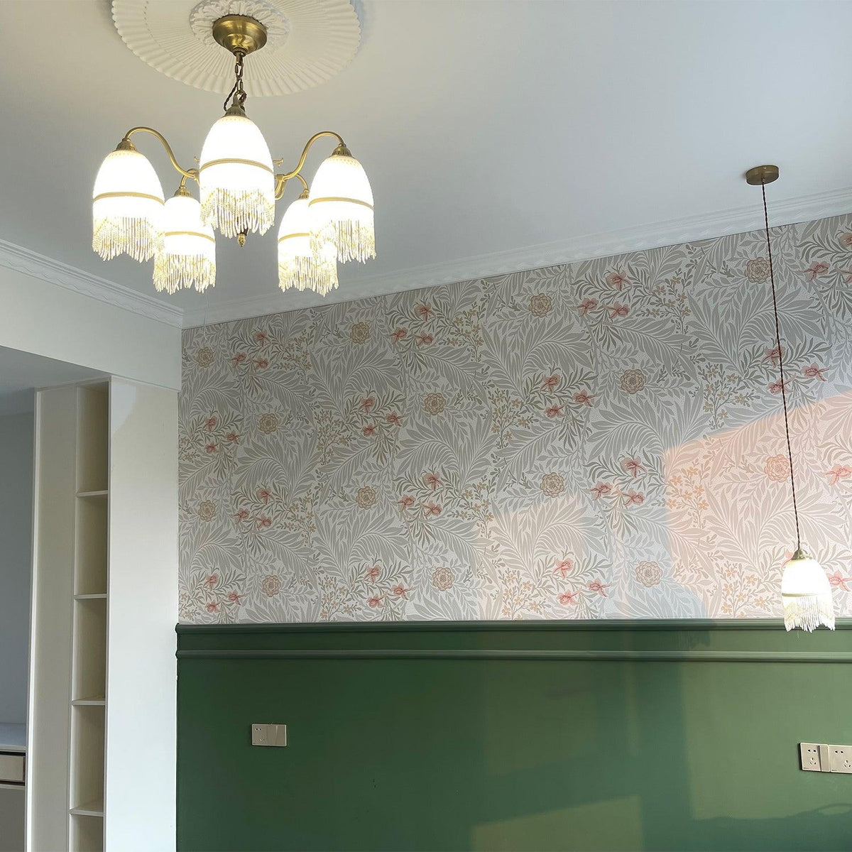 Yave Kronleuchter mit Fransenborten aus Glas im Vintage-Stil