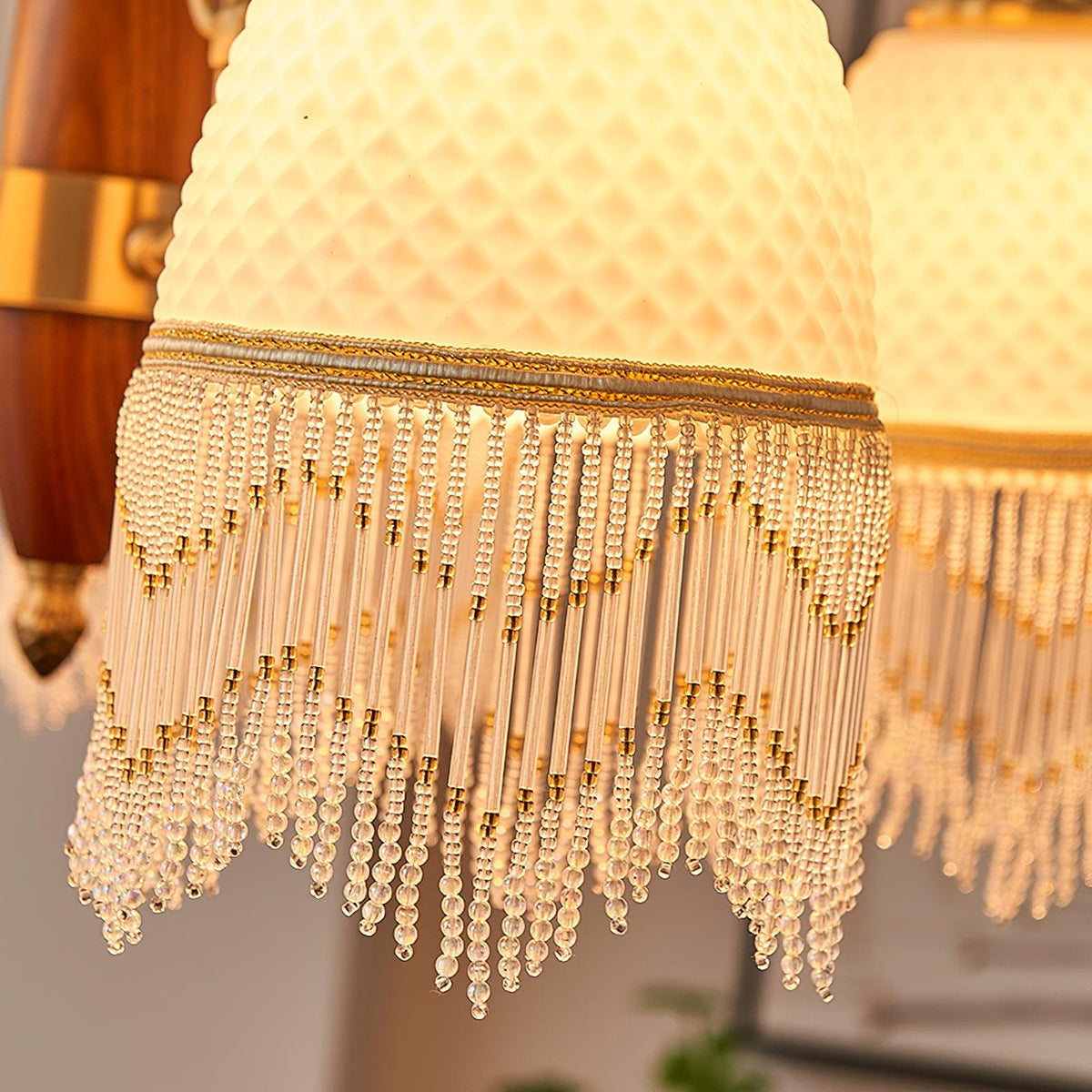 Yave Kronleuchter mit Fransenborten aus Glas im Vintage-Stil
