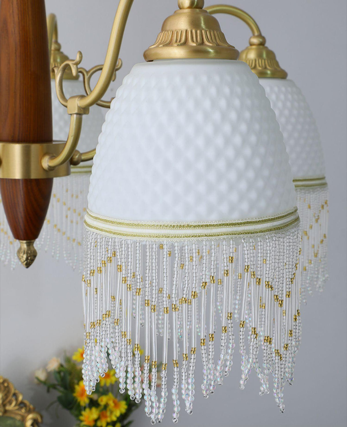 Yave Kronleuchter mit Fransenborten aus Glas im Vintage-Stil