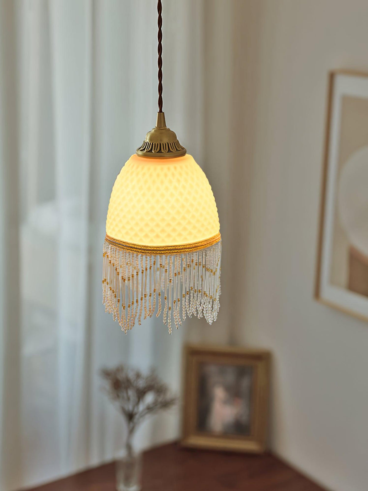 Mesh Tassel-Glas-Pendelleuchte