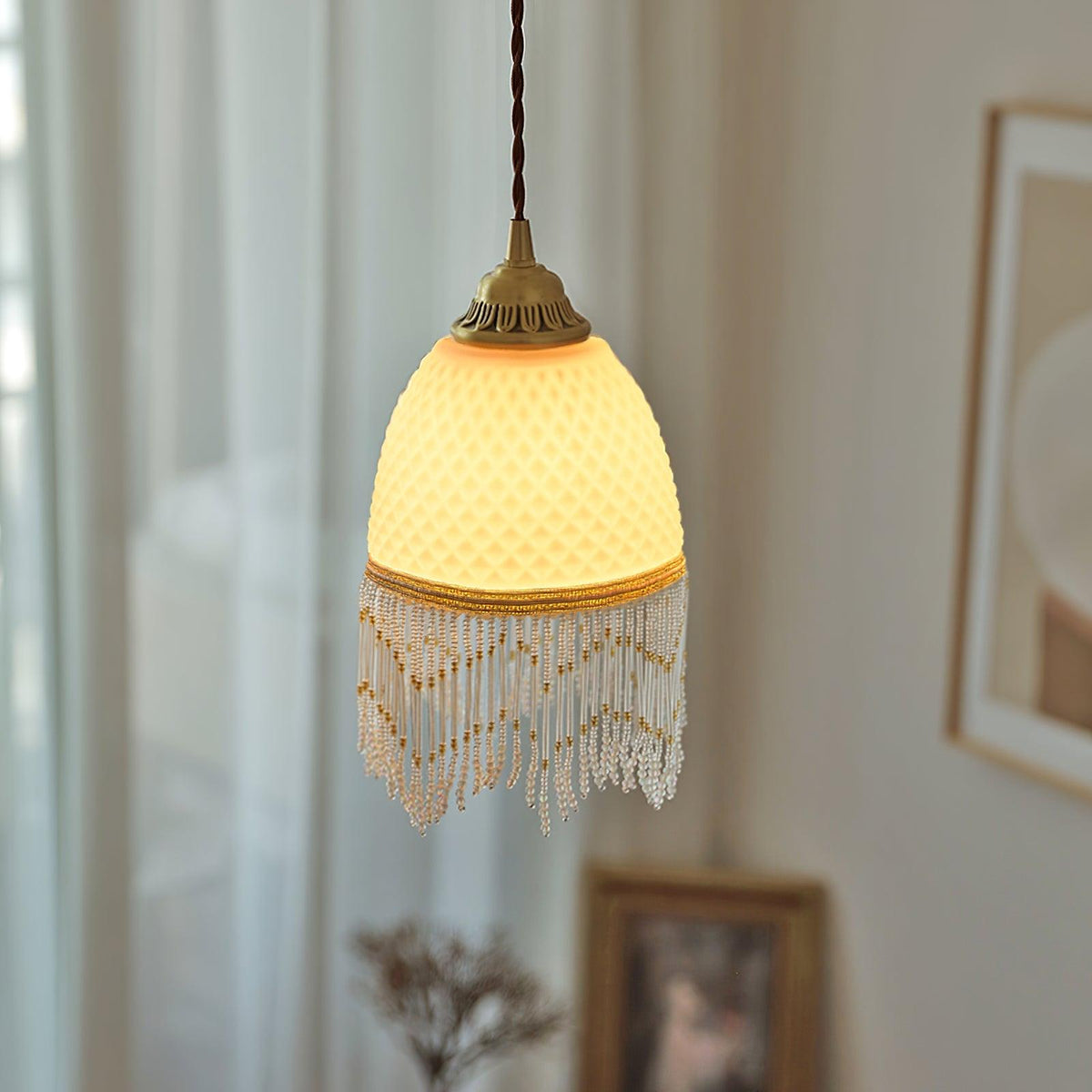 Mesh Tassel-Glas-Pendelleuchte