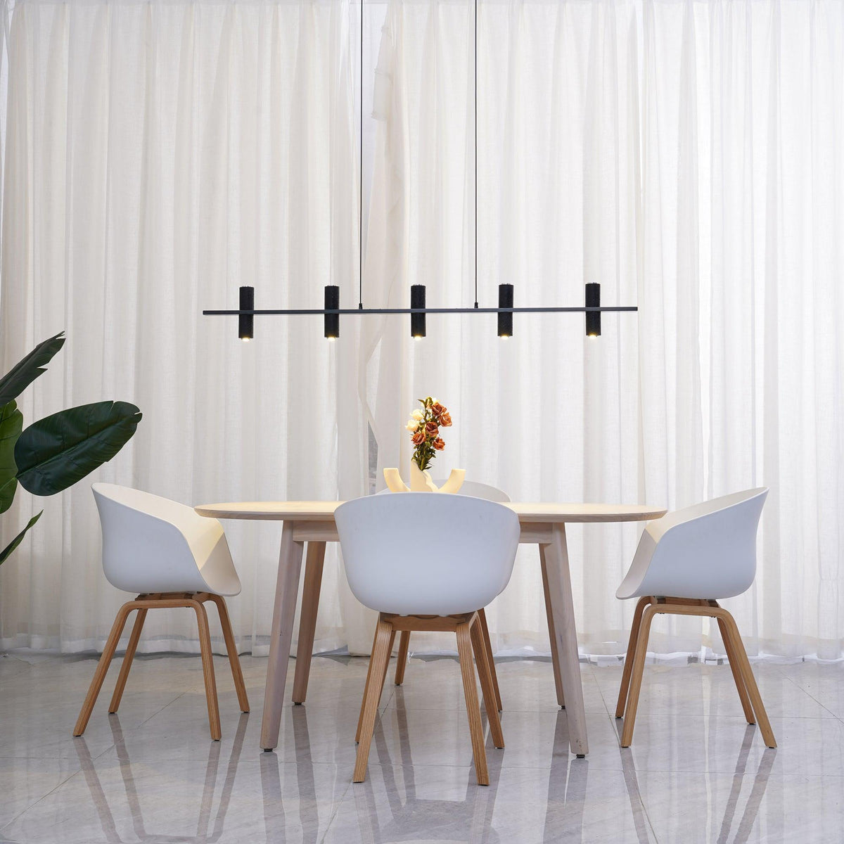 Nernis Pendelleuchte Parallel Schwarz Travertin Minimalistisch Linear