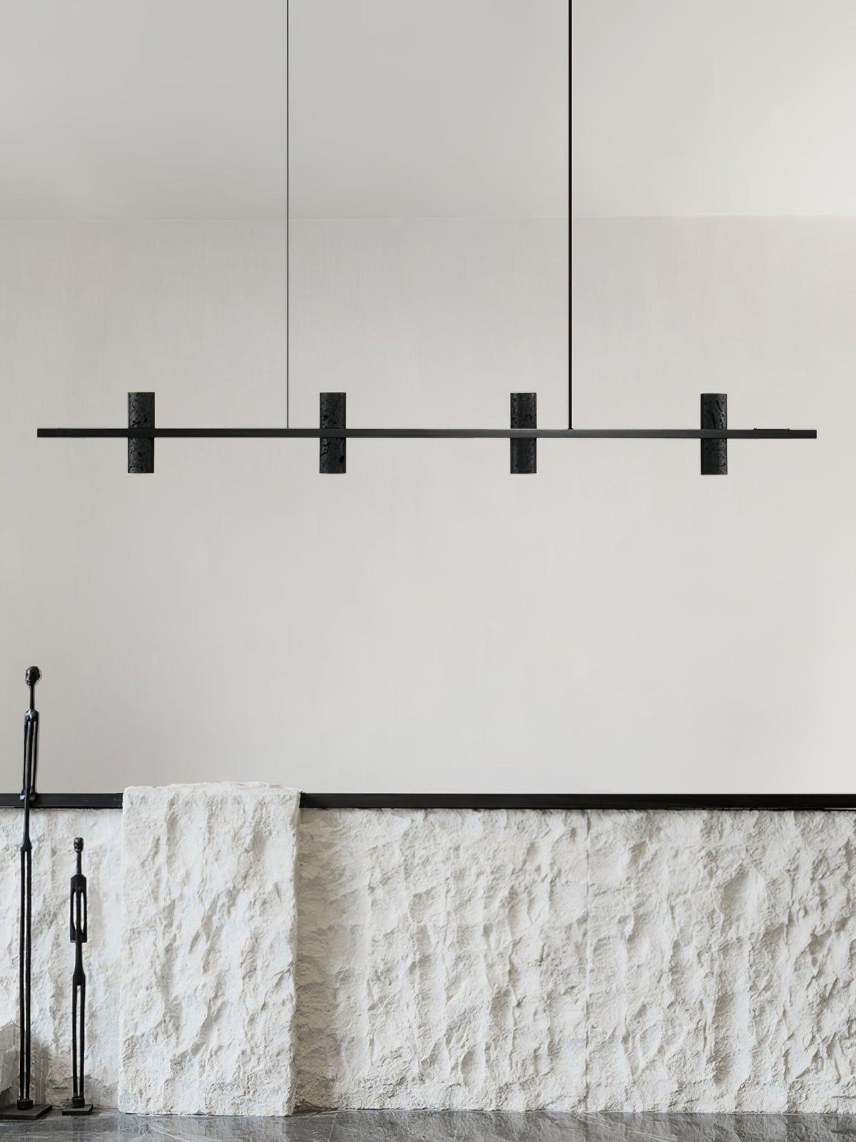Nernis Pendelleuchte Parallel Schwarz Travertin Minimalistisch Linear