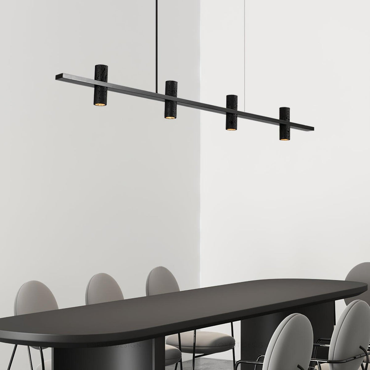 Nernis Pendelleuchte Parallel Schwarz Travertin Minimalistisch Linear