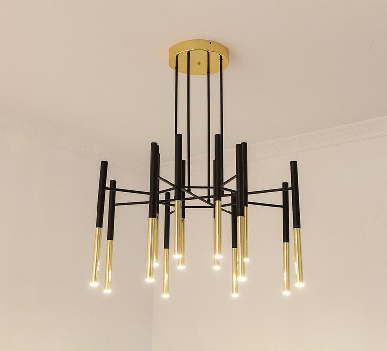 Arixon Kronleuchter Moderne Stäbe Schwarz Gold