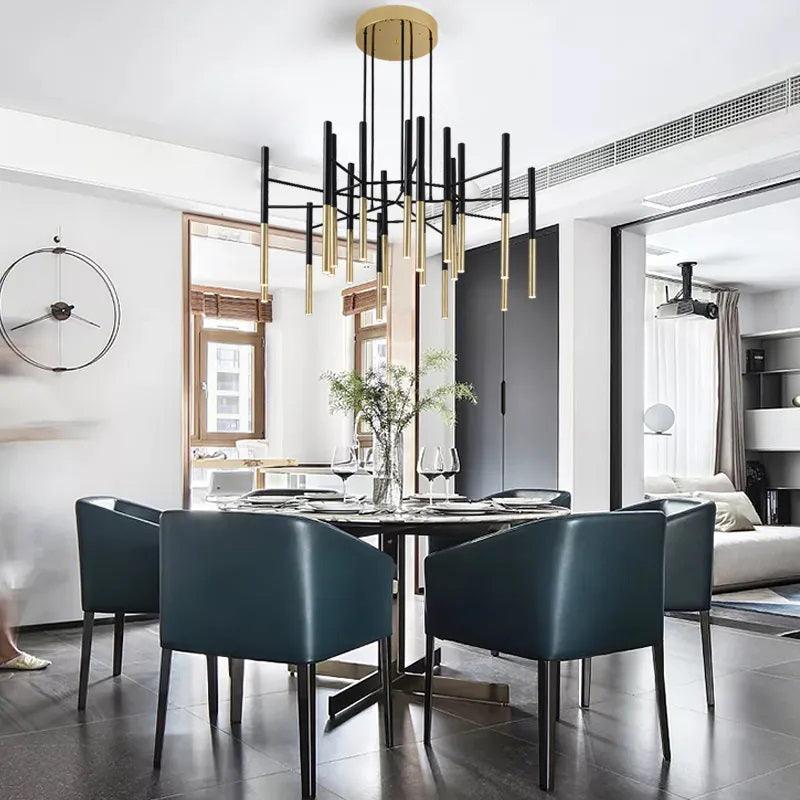 Arixon Kronleuchter Moderne Stäbe Schwarz Gold