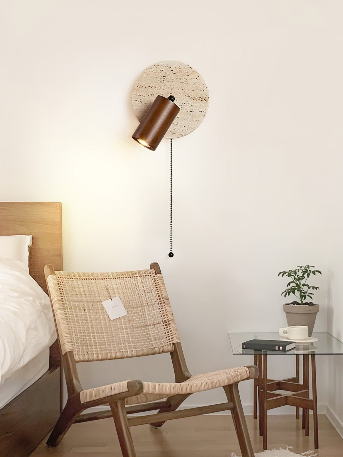 Romino Disc Swing Travertine Wandleuchte