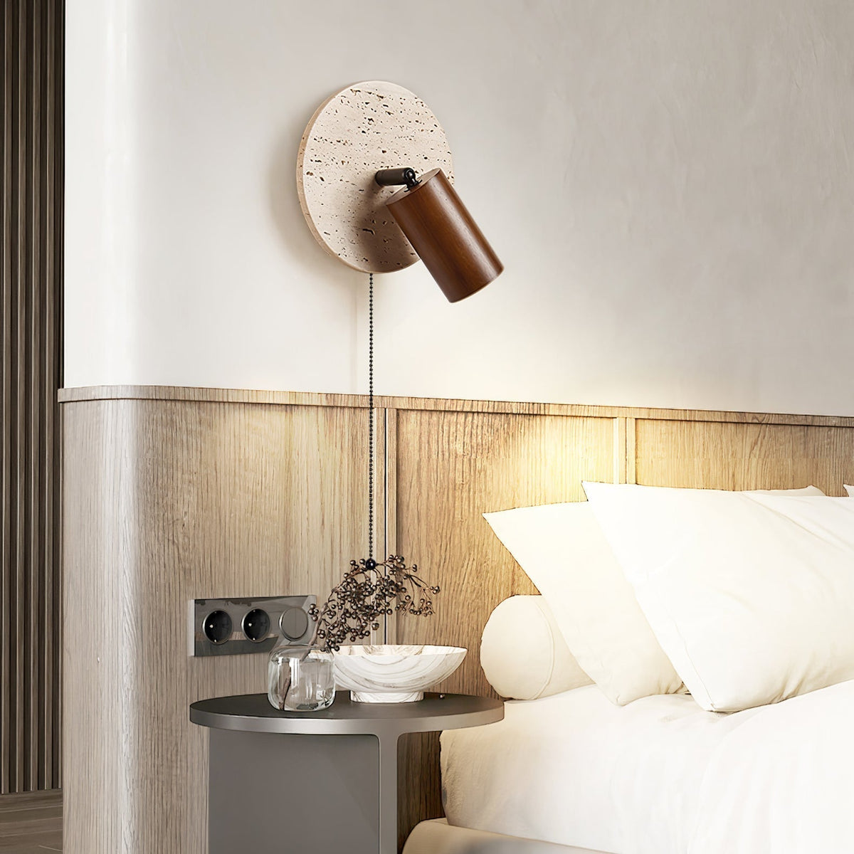 Romino Disc Swing Travertine Wandleuchte