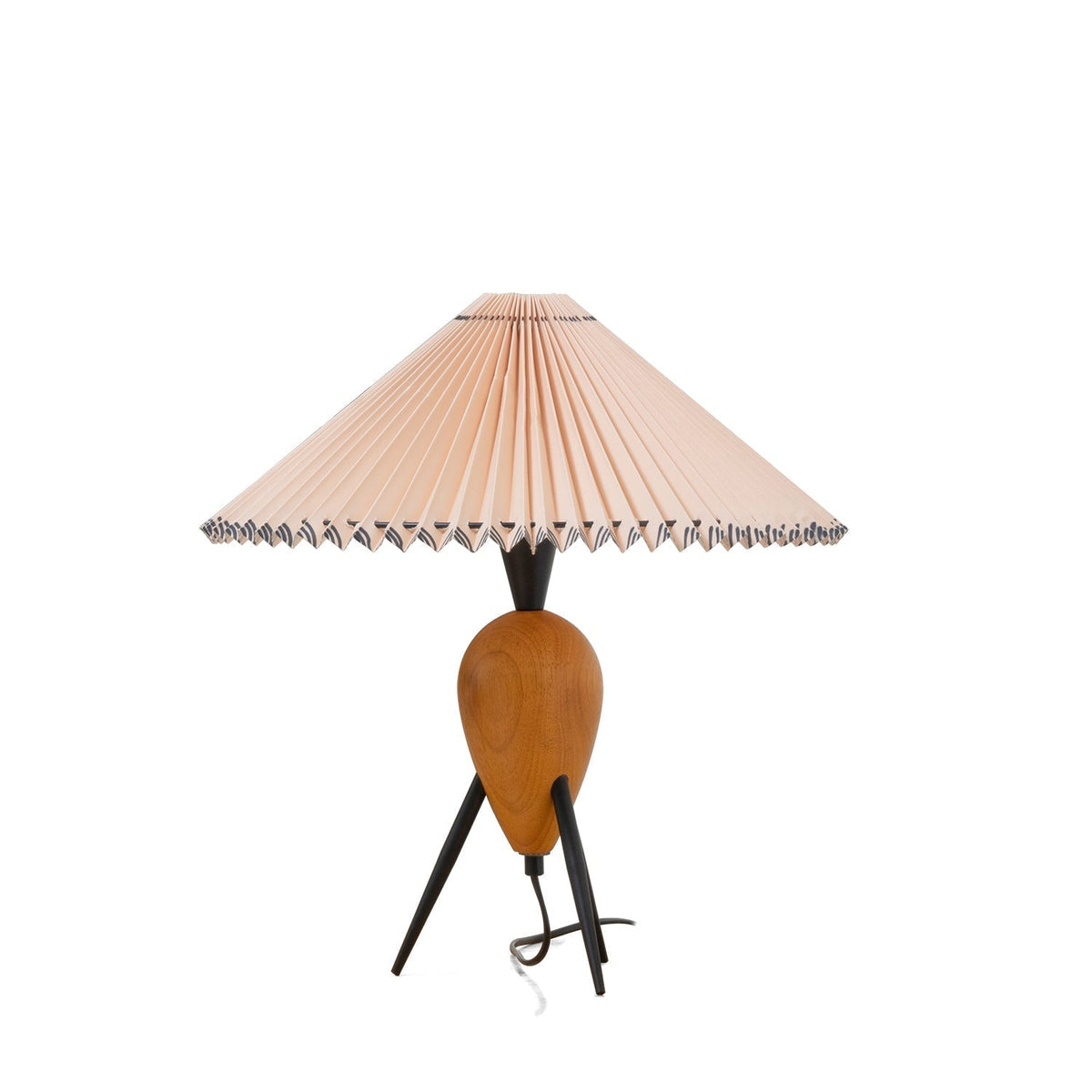 Elyse Tischleuchte aus Holz und Stoff im Retro-Stil