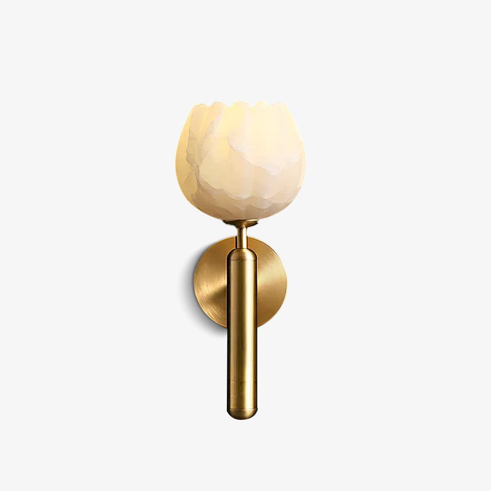 Nivarina Wandleuchte aus Alabaster in Messing mit floraler Verzierung