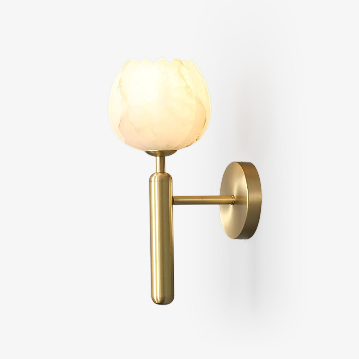 Nivarina Wandleuchte aus Alabaster in Messing mit floraler Verzierung