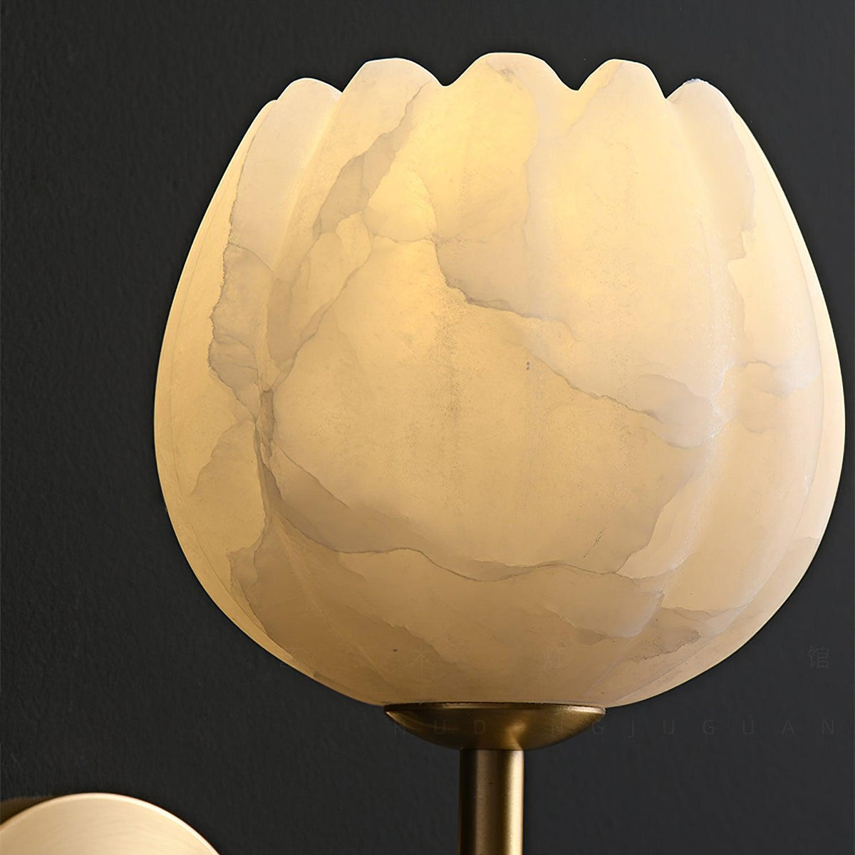 Nivarina Wandleuchte aus Alabaster in Messing mit floraler Verzierung