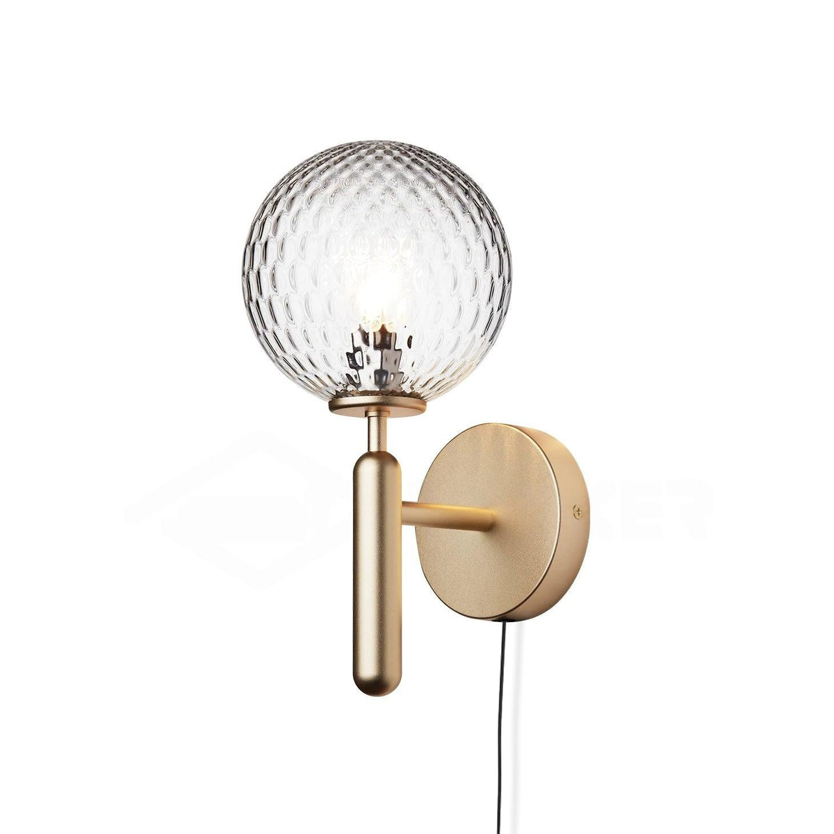 Kynlo Wandleuchte Mit Stecker Transparent Optisches Glas Kugel Nordisch Minimalistisch für Schlafzimmer