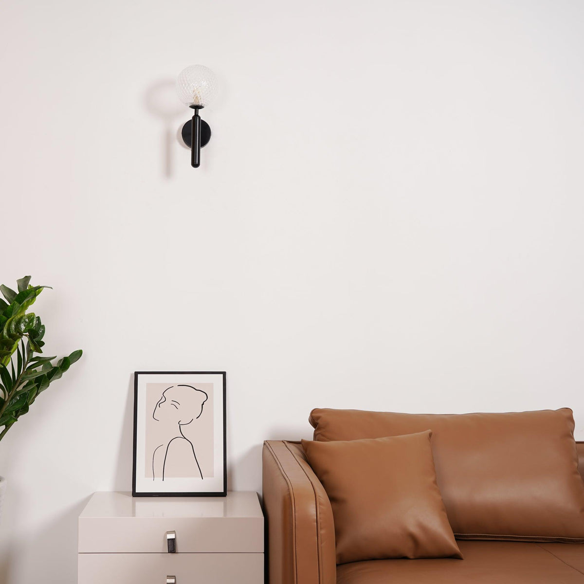 Kynlo Wandleuchte Mit Stecker Transparent Optisches Glas Kugel Nordisch Minimalistisch für Schlafzimmer