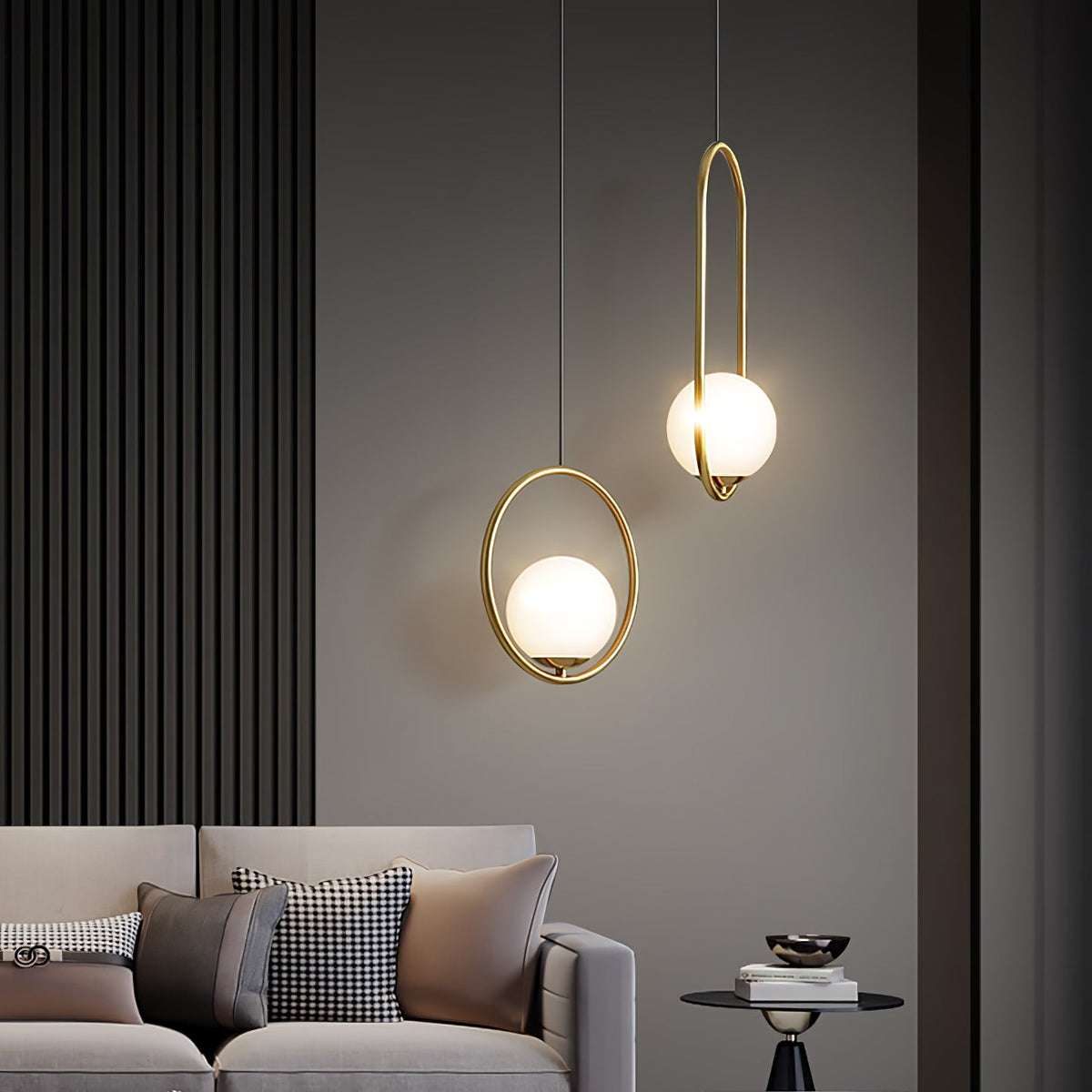 Orieria Pendelleuchte aus Messing im modernen Ringdesign
