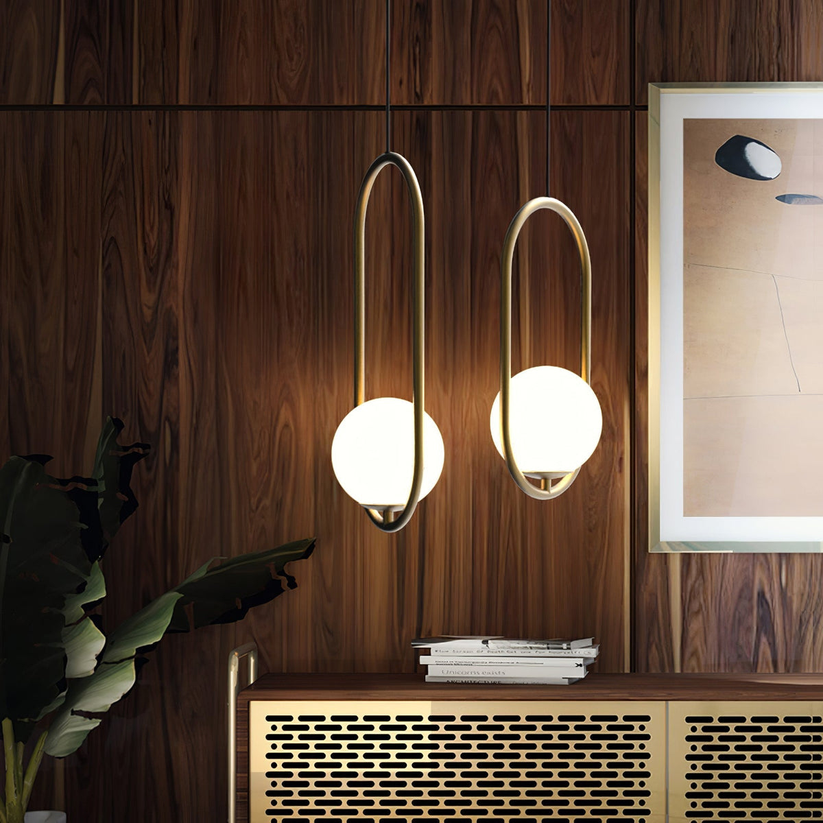 Orieria Pendelleuchte aus Messing im modernen Ringdesign