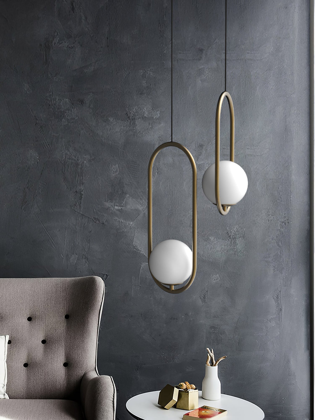 Orieria Pendelleuchte aus Messing im modernen Ringdesign