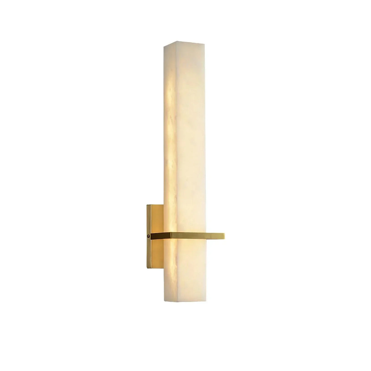 Eiriaya Wandleuchte aus weißem Alabaster und Messing in moderner Quaderform