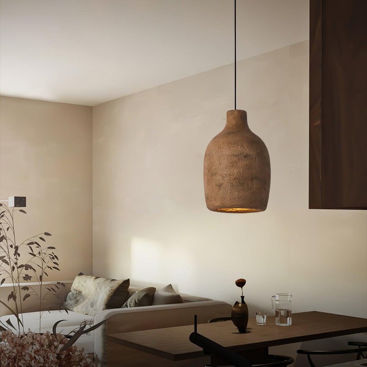 Avenelelia Industrielle Kunst-Pendelleuchte in Grau und Braun