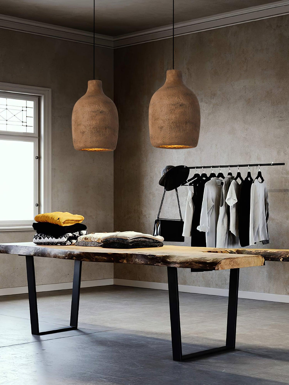 Avenelelia Industrielle Kunst-Pendelleuchte in Grau und Braun