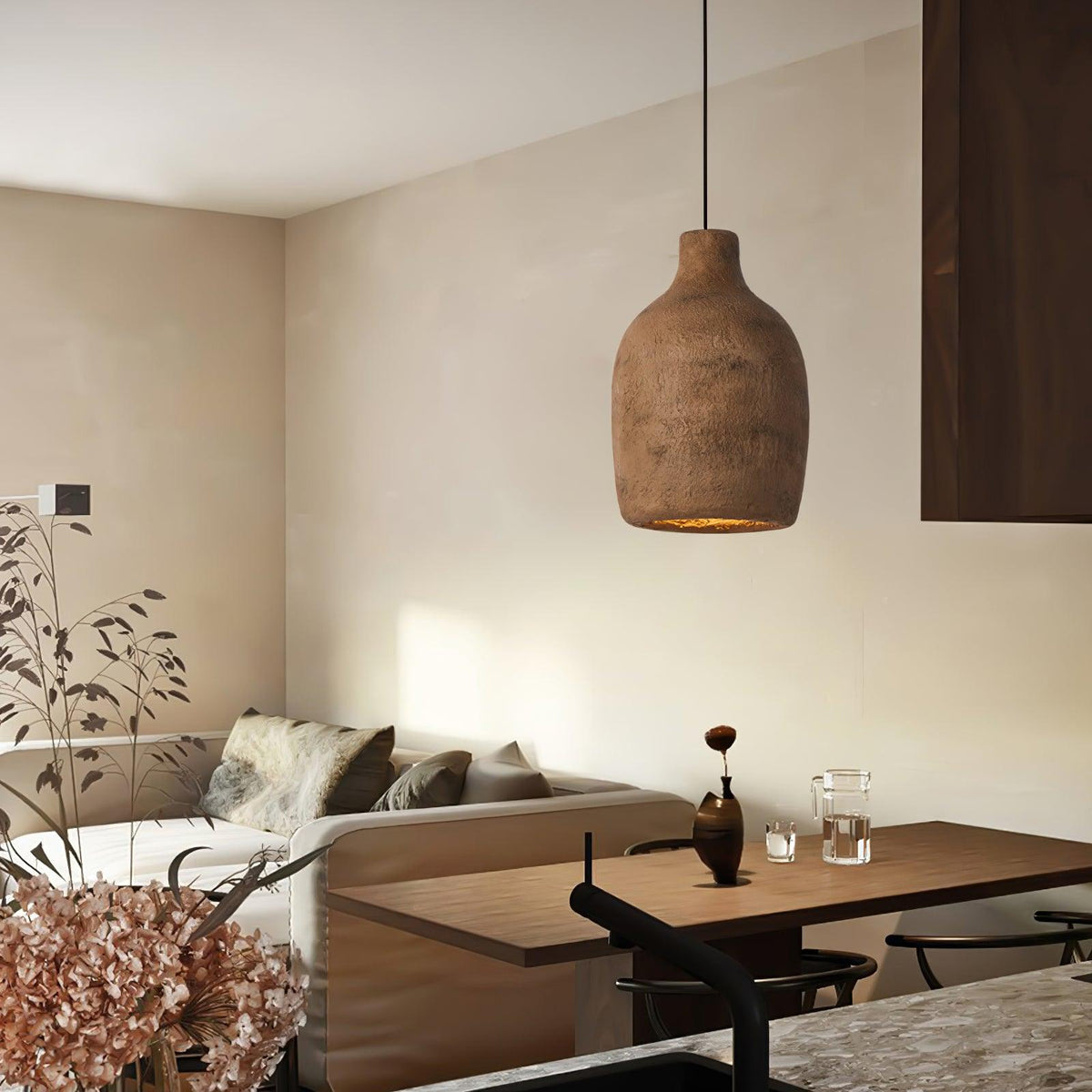 Avenelelia Industrielle Kunst-Pendelleuchte in Grau und Braun
