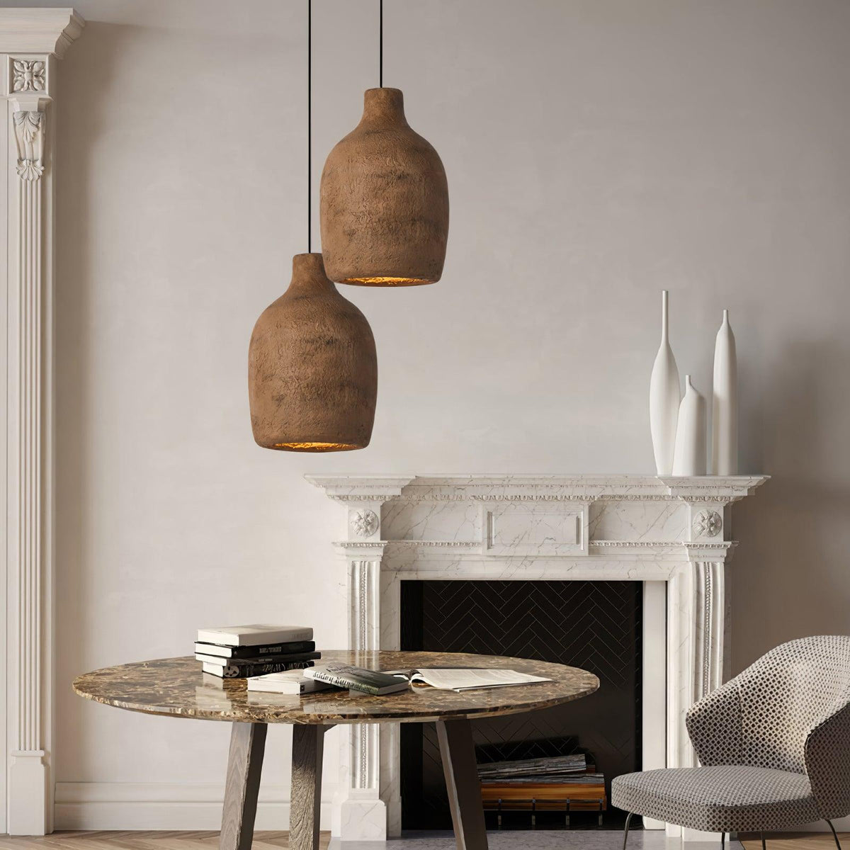 Avenelelia Industrielle Kunst-Pendelleuchte in Grau und Braun