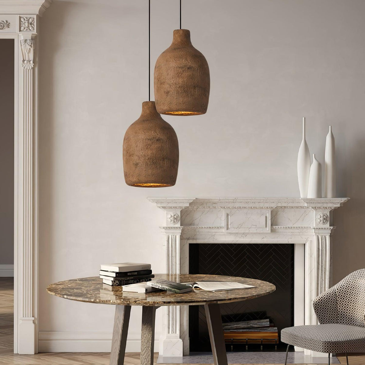 Avenelelia Industrielle Kunst-Pendelleuchte in Grau und Braun