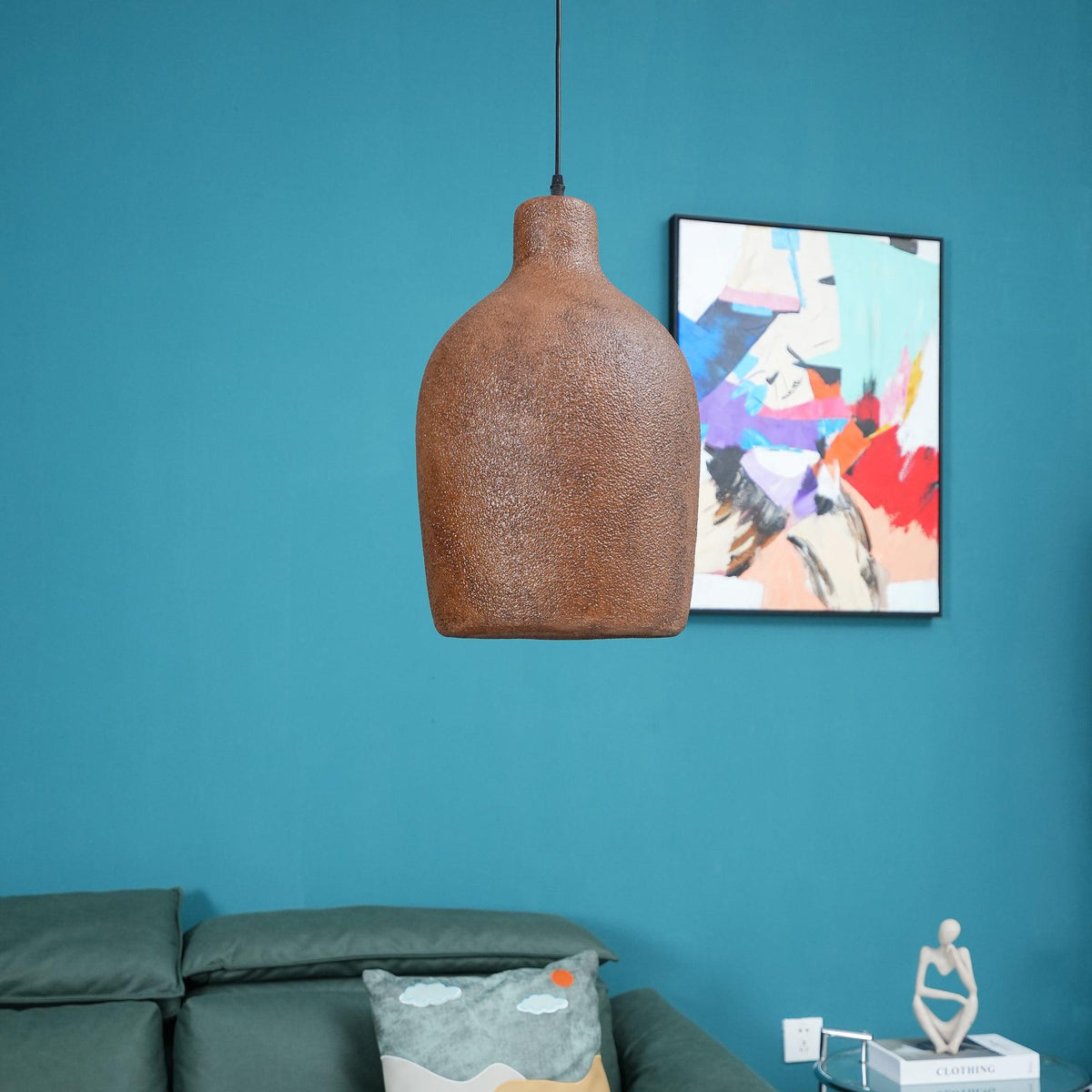 Avenelelia Industrielle Kunst-Pendelleuchte in Grau und Braun
