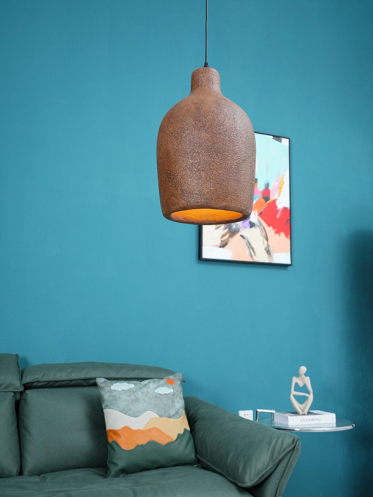 Avenelelia Industrielle Kunst-Pendelleuchte in Grau und Braun