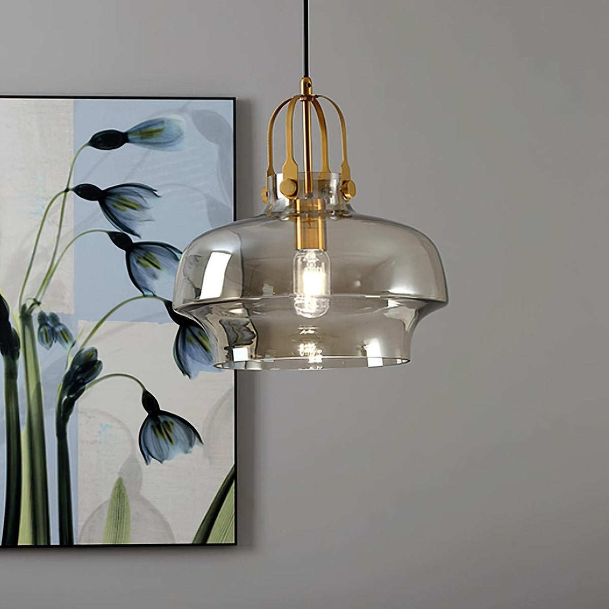 Liorarise Bernsteinfarben Pendelleuchte aus Glas mit Messing-Fittings