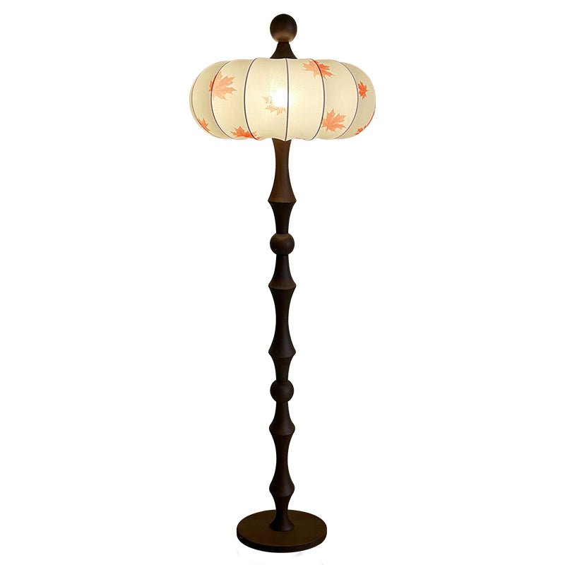 Whispen Stehleuchte aus Holz und Stoff im Vintage-Stil
