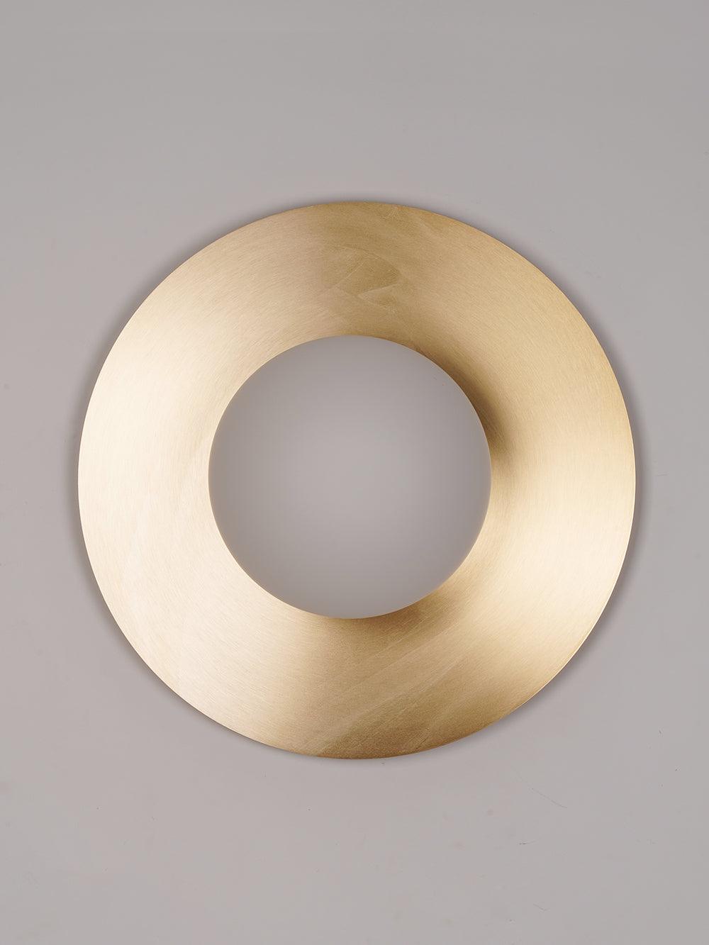 Elem zeitgenössische minimalistische runde Kunst-Wandleuchte aus Messing und Glas