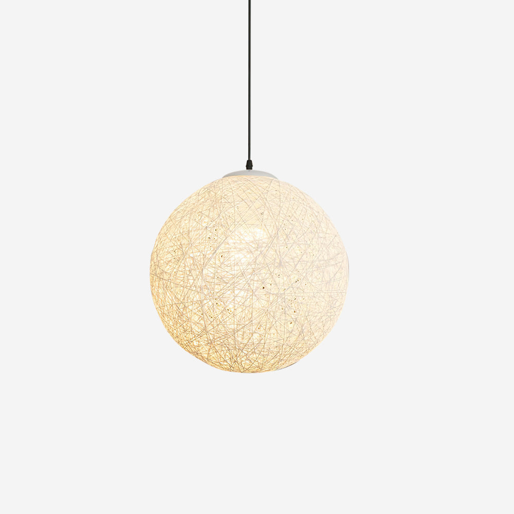 Rovira Pendelleuchte aus Hanf-Rattan in Kugelform im Boho-Stil
