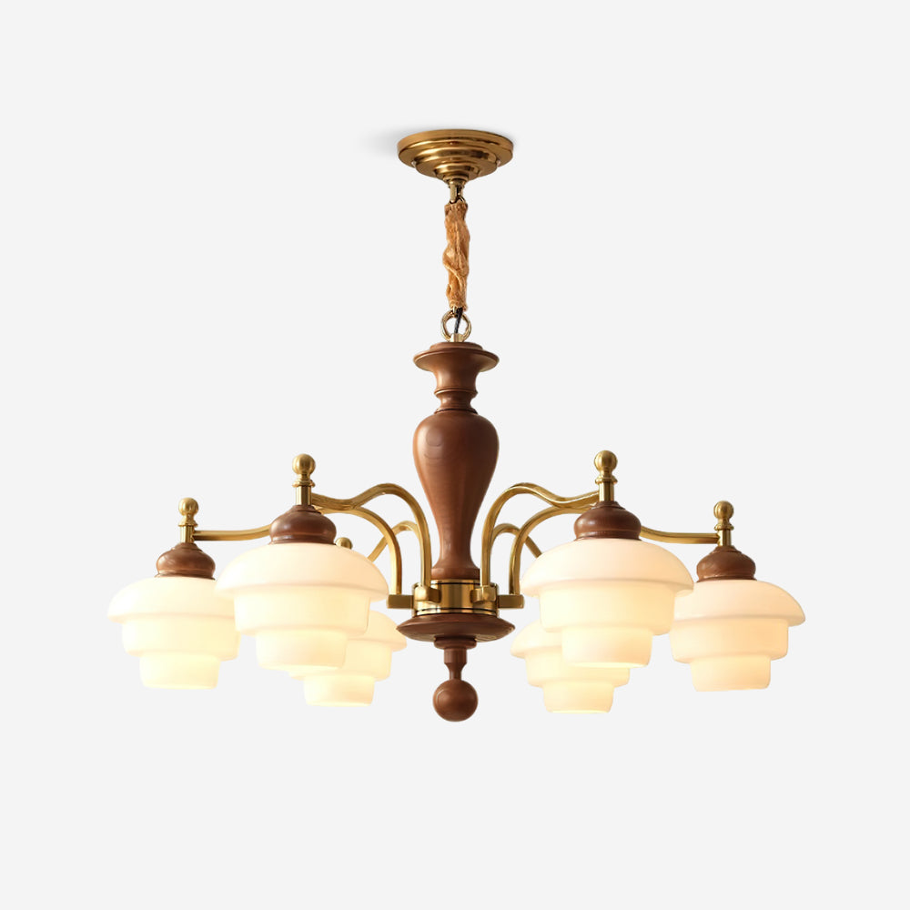 Elviora Kronleuchter Holz Glas Mid-Century