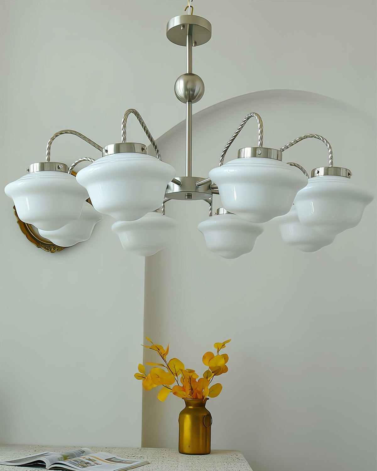Curinel Vintage Chrom-Glas Kronleuchter