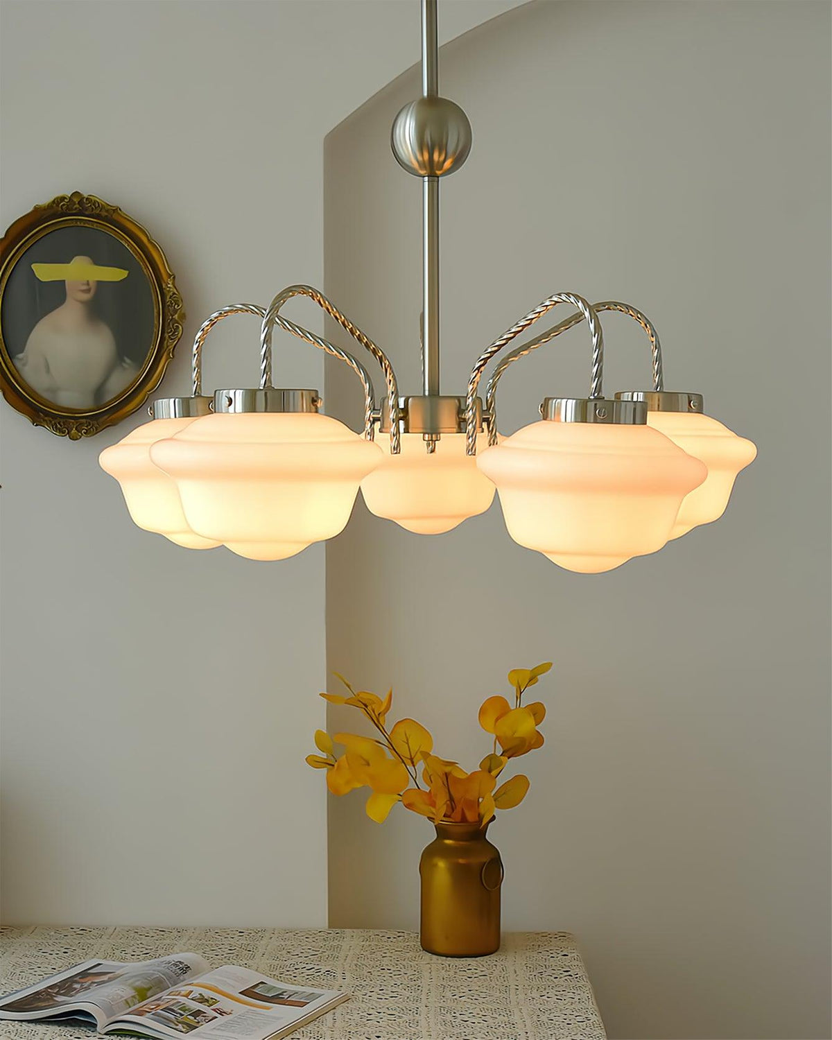 Curinel Vintage Chrom-Glas Kronleuchter