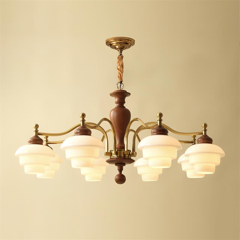 Elviora Kronleuchter Holz Glas Mid-Century