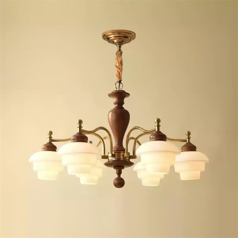 Elviora Kronleuchter Holz Glas Mid-Century