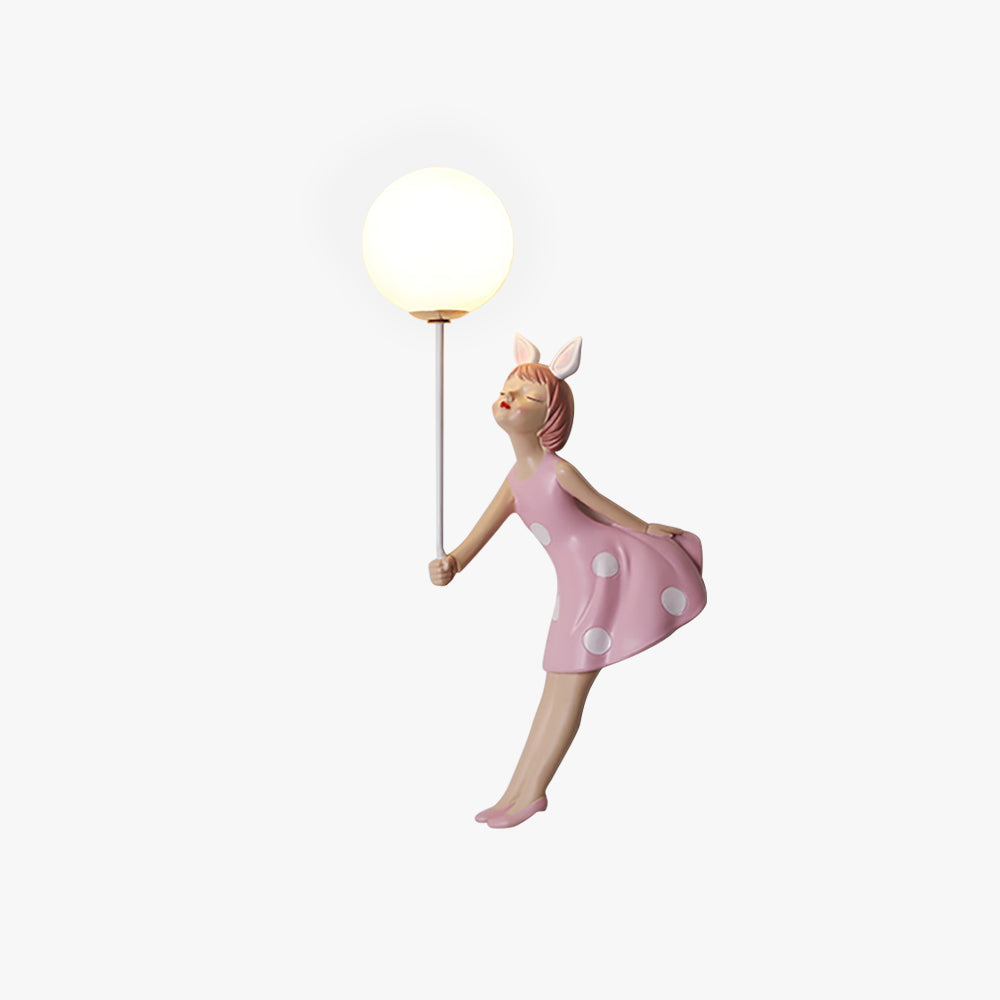 Aria Modern Ballon/Mädchen Form Acryl Rosa Wandleuchte, Wohnzimmer