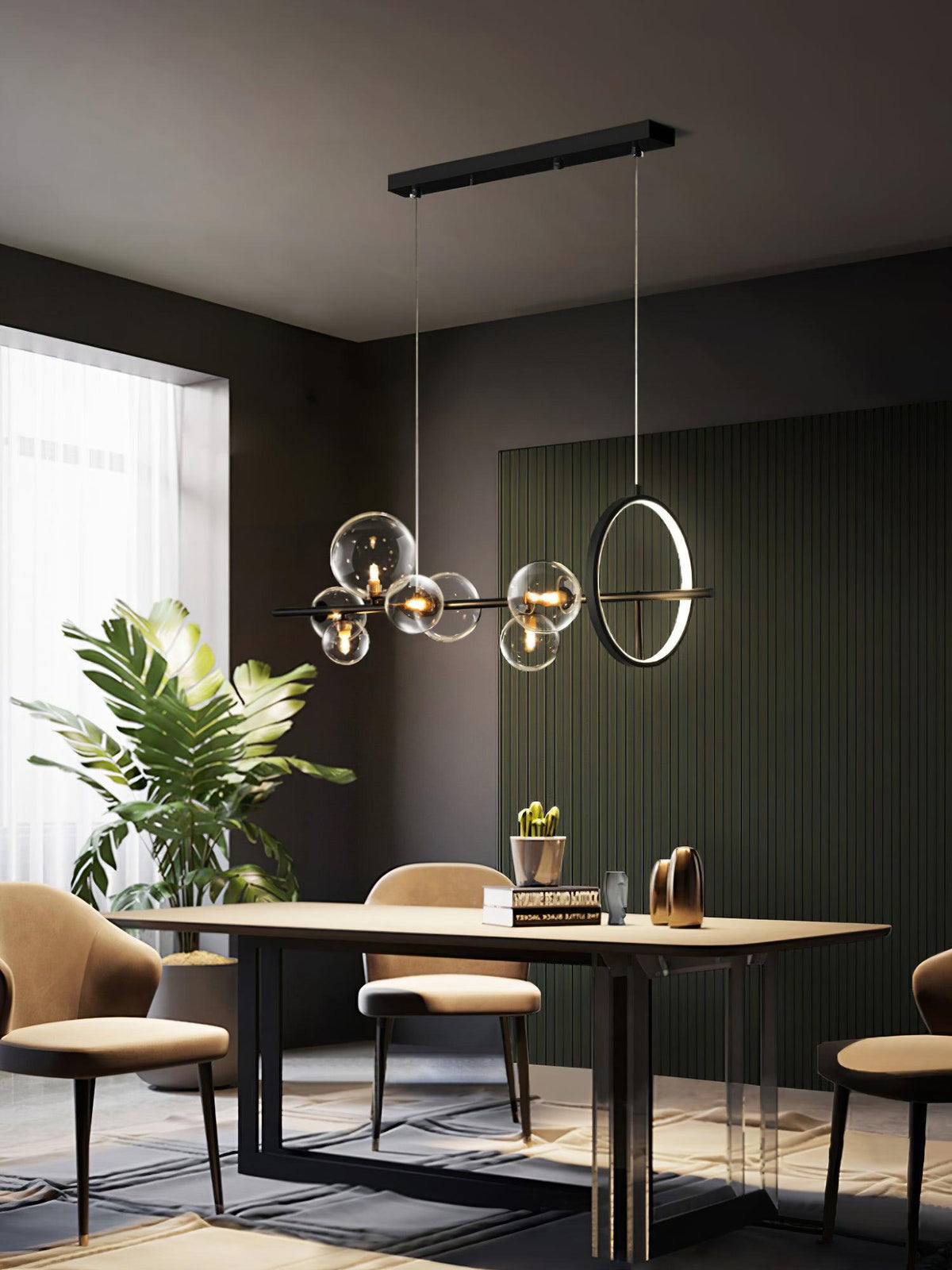Edvane Kronleuchter Glas Kugel Nordisch Schwarz LED
